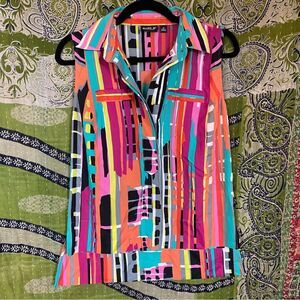 🚨LAST CHANCE Allen B Sleeveless Bright Multicolored Blouse Size Extra Small